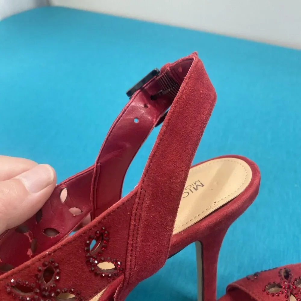 MICHAEL Michael Kors Platform Sandals High Heels Red Size 7 Open Toe Slingback